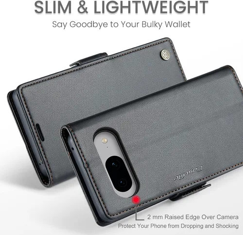Vista 2 de Funda para Google Pixel 8, [bloqueo RFID] Funda de piel sintética tipo cartera con tarjetero y soporte para tarjetas, funda de teléfono a prueba