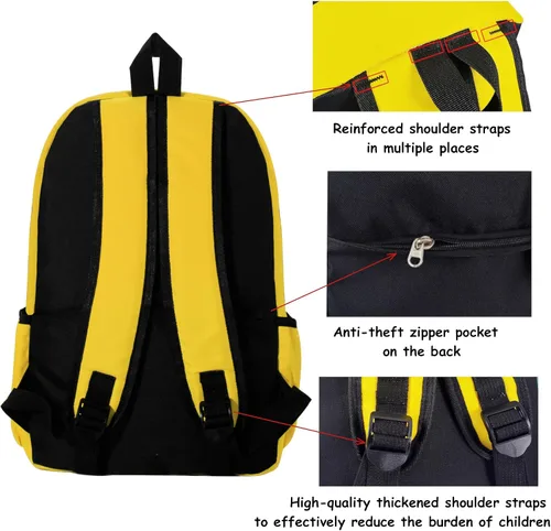 Vista 6 de Mochila para niños de 15 pulgadas, ligera, para escuela primaria, para jardín de infantes, mochila de viaje casual, Amarillo