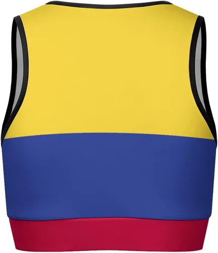 Vista 5 de Adugen Origei Ropa de yoga con estampado de bandera dominicana, sujetador de yoga, camiseta sin mangas, sujetador deportivo, bandera dominicana