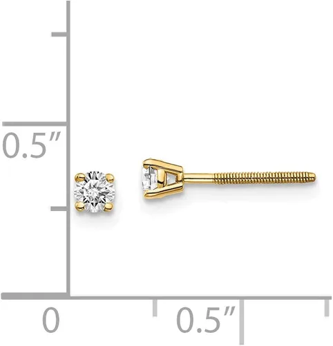 Vista 2 de Pendientes de tuerca de oro amarillo macizo de 14 k de 0,20 quilates VS2SI1 G-I de 0.118in