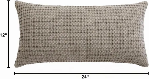 Vista 4 de Levtex Home - Mills Waffle Taupe - Almohada decorativa (12 x 24 pulgadas) - Waffle - Taupe Gris pardo
