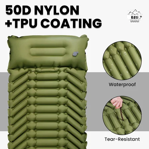 Vista 3 de Colchoneta inflable ultraligera con bomba de pie incorporada, colchón de aire duradero mejorado para camping, mochileros, senderismo, diseño