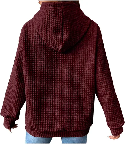 Vista 4 de Qenging Sudaderas con capucha para mujer, color sólido, casual, otoño, 2023, sudadera con capucha básica, blusa de moda para mujer