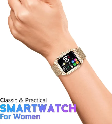 Vista 7 de Reloj inteligente para mujer, reloj inteligente de 1.59 pulgadas de tacto completo para mujer con seguimiento de la salud femenina, monitor de ritmo