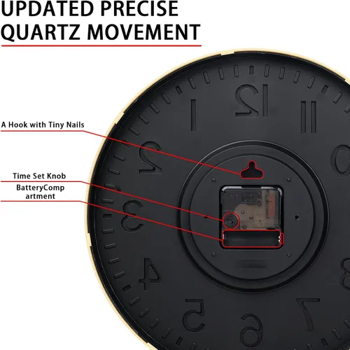 Vista 7 de Reloj de pared, moderno reloj de pared pequeño de 8 pulgadas, funciona con pilas, silencioso, analógico, clásico, para oficina, hogar, baño, cocina