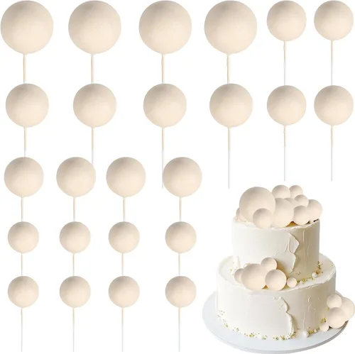 Vista 7 de 24 piezas de decoración para tartas con bolas, púas para pasteles con bolas, decoración para pasteles con forma de bola, decoración para cupcakes