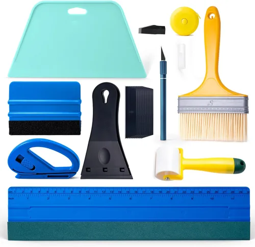 Vista 8 de Kit de herramientas profesionales para papel pintado FOSHIO, incluyendo cepillo alisador, rodillo de costuras, cepillo aplicador de pasta