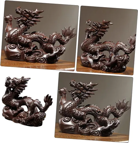 Vista 7 de Yardwe Figura de paisaje de año nuevo, decoración de mascota china, estatua de riqueza de Feng Shui, estatua de dragón 2024, estatua de dragón