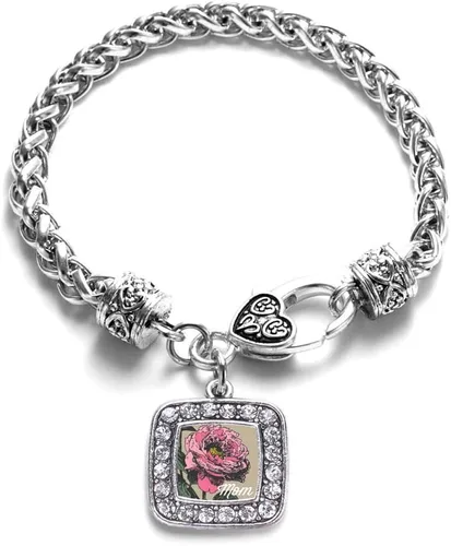 Vista 208 de Pulsera de dijes cuadrados de plata con joyería de circonita cúbica
