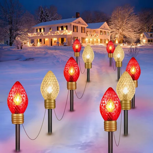 Vista 14 de Strawberry Jumbo C9 Luces de Camino de Navidad para Exteriores - 8.5 Pies 5 Luces LED C9 de Navidad, Luces C7 Cubiertas Jumbo Multicolor Luces