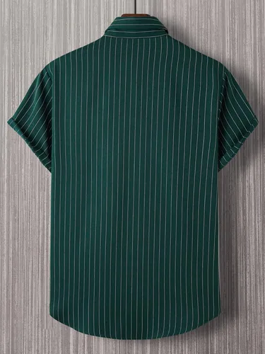 Vista 2 de COZYEASE Camisa con botones para hombre, manga corta, cuello y cuello casual
