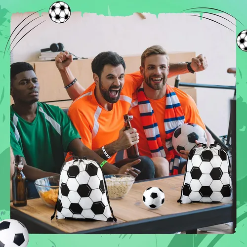 Vista 7 de Nuogo - Juego de 48 piezas de regalos de fútbol, regalos de fútbol, 12 piezas, bolsas de regalo, pulseras, mini bolas antiestrés, llavero