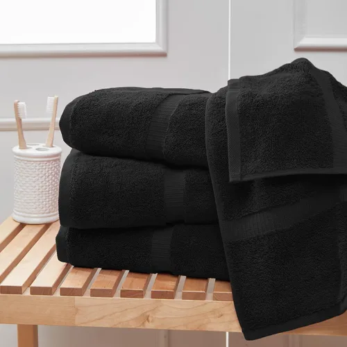 Vista 3 de Towel Bazaar Juego de toallas de 8 piezas, 100% algodón turco, color negro