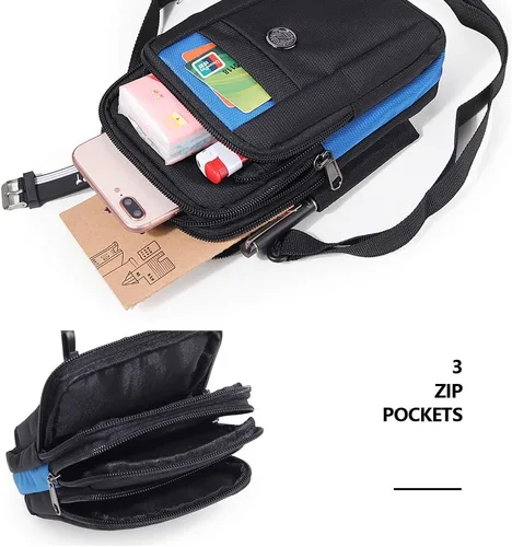 Vista 5 de Senient Wolf impermeable de nailon multifuncional teléfono Crossbody cintura cartera viaje pasaporte bolsa
