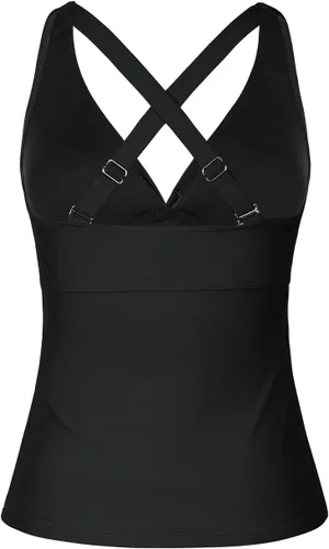 Vista 5 de Hilor Tankini con aros para mujer, con control de abdomen, sexy, cuello en V, cruzado, solo