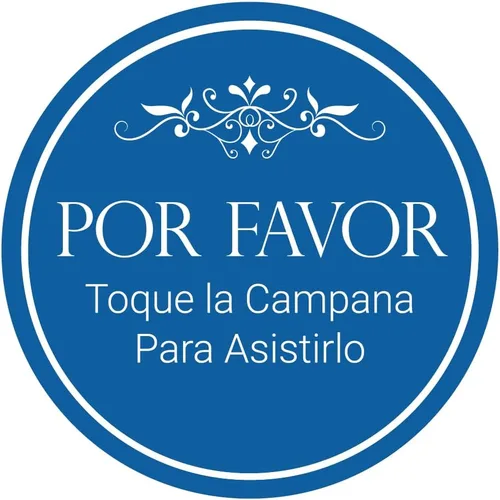Vista 10 de Signs ByLITA Circle Por Favor Toque la Campana Para Asistirlo Signo (Negro) - Pequeño