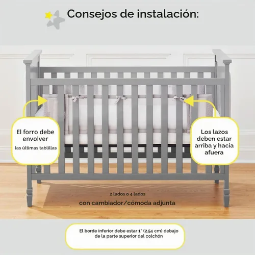 Vista 6 de BreathableBaby Forro transpirable de malla para cunas de tamaño completo, malla clásica de 3mm, gris (Tamaño 2FS cubre 2 lados)
