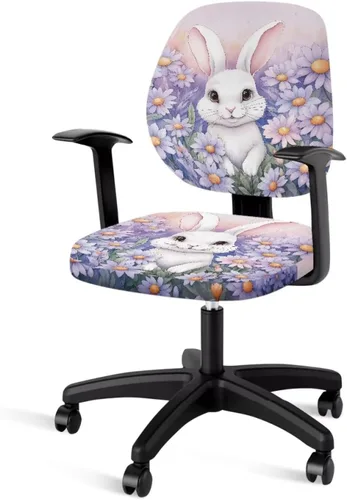 Vista 23 de Funda para silla de oficina de mármol azul, funda para silla de escritorio, sin brazos, fundas para sillas de computadora, 2 piezas, tela elástica