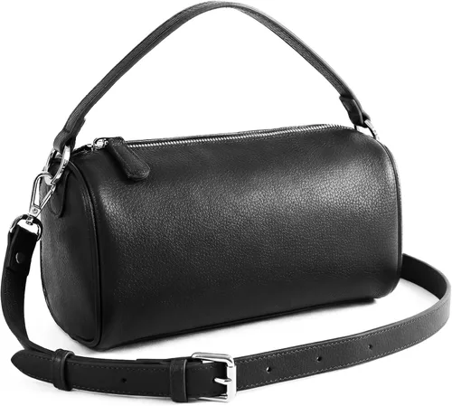 Vista 8 de Prite Leather Crossbody Bag for Women Minimalist Cylinder Shoulder Bag with Adjustable Strap Soft Barrel Purse