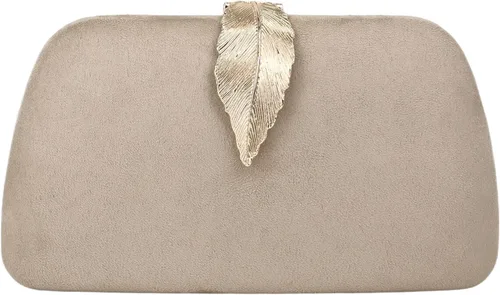 Vista 9 de Milisente Bolso de mano para mujer, de ante suave y sólido, bolso de mano de noche, bolso de hombro con cierre de hojas metálicas