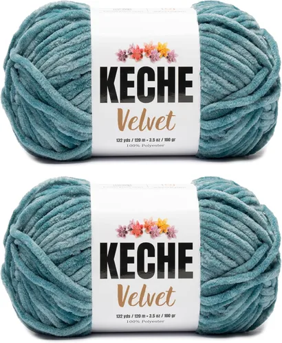 Vista 139 de Keche Hilo para ganchillo, hilo de terciopelo, chenilla suave, manta de bebé voluminosa amigurumi Yarn 3.53 oz (132 yardas) - Arona