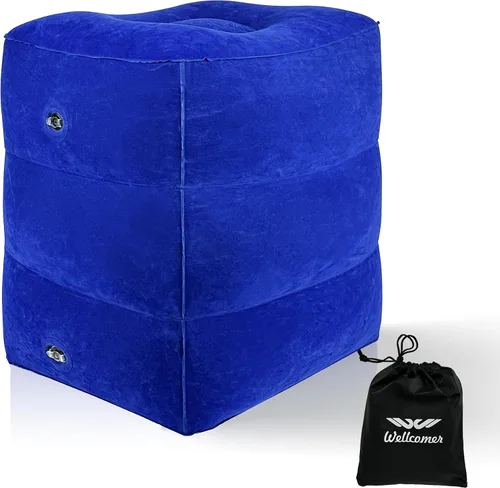 Vista 10 de Almohada inflable con reposapiés para viajes, cojín de altura ajustable para niños y adultos, almohada de viaje en avión, adecuada para trenes