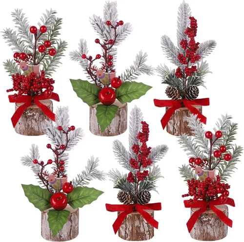 Vista 15 de winemana 6 piezas de mini decoración de mesa de árbol de Navidad, centros