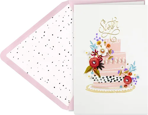 Vista 5 de Hallmark Paquete de tarjetas de cumpleaños para hermana (Life is a Gift + Elegant Cake)