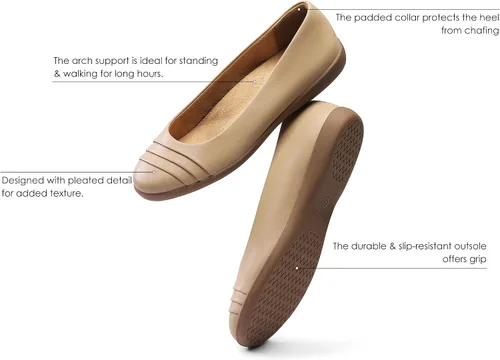 Vista 3 de DREAM PAIRS Zapatos planos de ballet cómodos para mujer, zapatos de vestir para oficina de negocios, zapatos planos de trabajo elegantes con punta