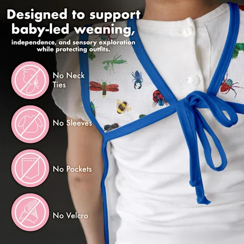 Vista 5 de BapronBaby Eric Carle Bug World Bapron - Babero más seguro sin corbata para el cuello para bebés y niños pequeños, suave, impermeable, resistente a