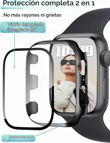 Vista 3 de JR.DM - Juego de 2 fundas de policarbonato duro de 38 mm con protector de pantalla de vidrio templado HD para Apple Watch Series 3/2/1, protector