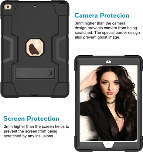 Vista 4 de Compatible con iPad de 8ª generación 10.2 2020, iPad de 7ª generación/iPad de 10.2 pulgadas 2019 híbrido de impacto a prueba de caídas Armor Negro