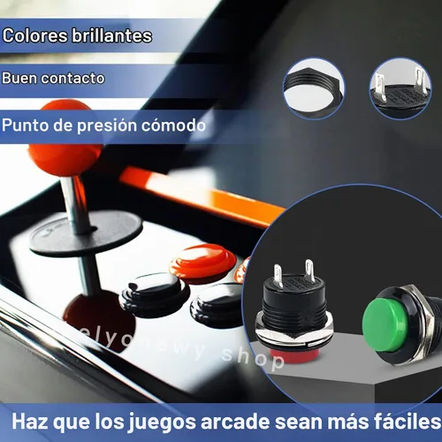 Vista 2 de Interruptor de encendido y apagado momentáneo de 0.630 in, surtido rojo, verde, amarillo, azul, blanco, negro, 3A, 250 V, CA, 2 pines, mini