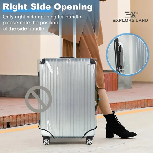 Vista 4 de Explore Land - Funda protectora Air Approve para equipaje de 18 a 32 pulgadas, PVC transparente, S
