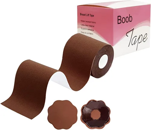 Vista 7 de HHOOMY Cinta para el pecho, cinta transpirable de apoyo para el pecho con cubierta reutilizable para pezones para pecho grande A-E Cup