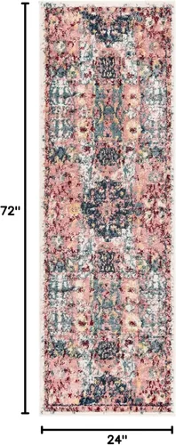 Vista 2 de Unique Loom Sumter Collection - Alfombra Aiken (2 x 6 pies, color rosa y azul)