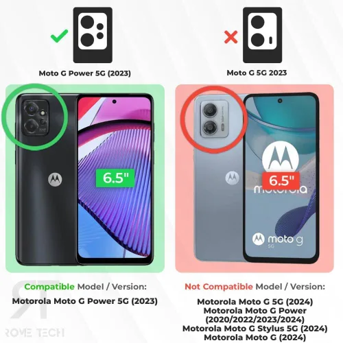 Vista 2 de Funda diseñada para Motorola G Power 5G (2023) con funda de clip para cinturón, funda con función atril, color negro