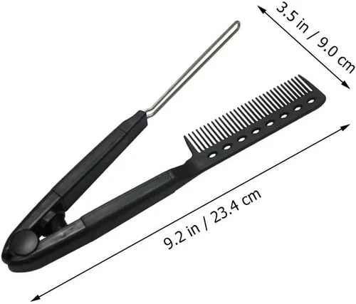 Vista 6 de FRCOLOR Cepillo alisador de cabello en forma de V, peine alisador para peluquería, herramienta compacta para peluquería y uso doméstico