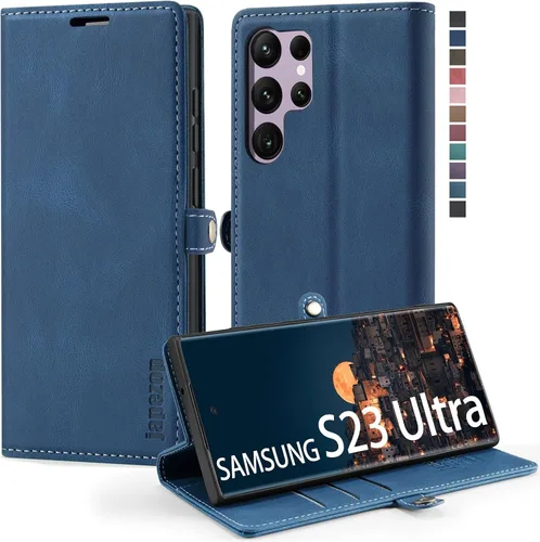 Vista 25 de japezop Compatible con Samsung Galaxy S23 5G - Funda tipo cartera con bloqueo RFID, tarjetero y función atril magnético, funda de piel con tapa
