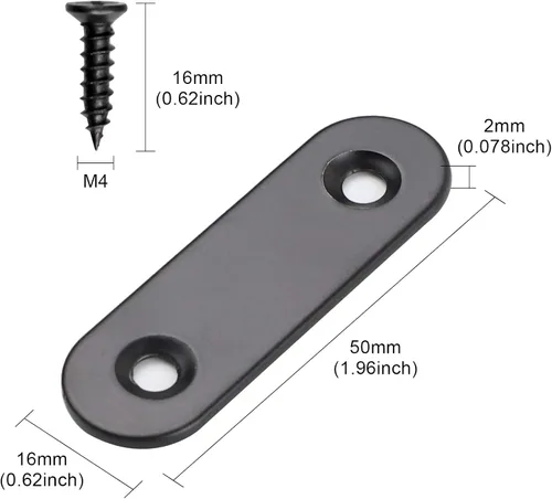 Vista 5 de Paquete de 30 placas de esquina planas de metal para unir placas de unión de metal, soporte de reparación con tornillos de fijación