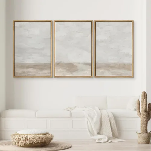 Vista 277 de SIGNWIN Lienzo enmarcado para pared, juego de arte pastel con cadena montañosa, bosque, niebla, naturaleza silvestre, ilustraciones modernas, arte