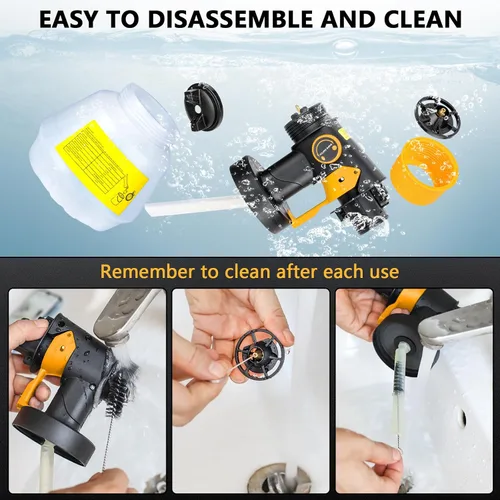 Vista 6 de Pulverizador de pintura inalámbrico compatible con DeWalt 20 V MAX batería de 33.8 fl oz de capacidad HVLP, pistola de pintura en aerosol HVLP, 3