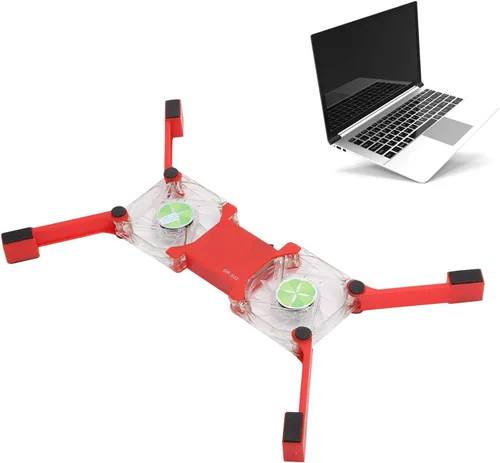 Vista 3 de DR-S02 - Enfriador plegable para laptop con doble ventilador, portátil alimentado por USB, base de refrigeración con soporte antideslizante (rojo)