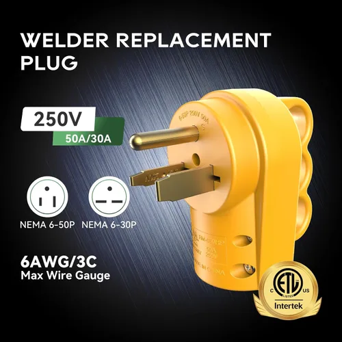 Vista 2 de RVGUARD 50 Amp Enchufe Hembra de Soldador NEMA 6-50P de Reemplazo, Certificado ETL