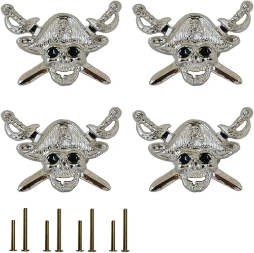 Vista 7 de Glrovazas - Pomos de calavera para armarios y cajones, 4 pomos negros, pomos de tocador para armario, estantería, armario, armario, zapatos