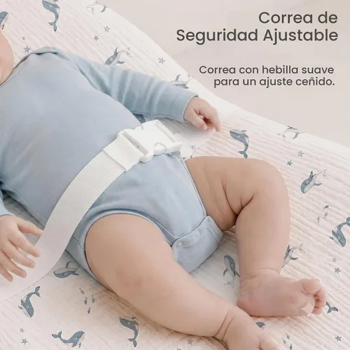 Vista 3 de Konssy Cambiador de muselina con espuma de forro impermeable, incluye 2 unidades de funda suave y de algodón, cambiador de pañales para bebé