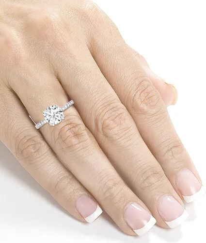 Vista 5 de Kobelli Moissanite and Anillo de compromiso de diamantes cultivados en laboratorio 2 110 CTW oro blanco de 14 quilates (GHVS, DEFVS), Oro blanco