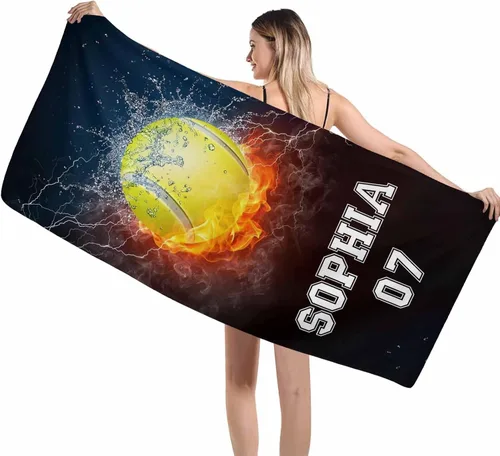 Vista 35 de Interestprint Toalla de piscina con nombre personalizado para niños, adultos y hombres, toalla de playa naranja personalizada con número