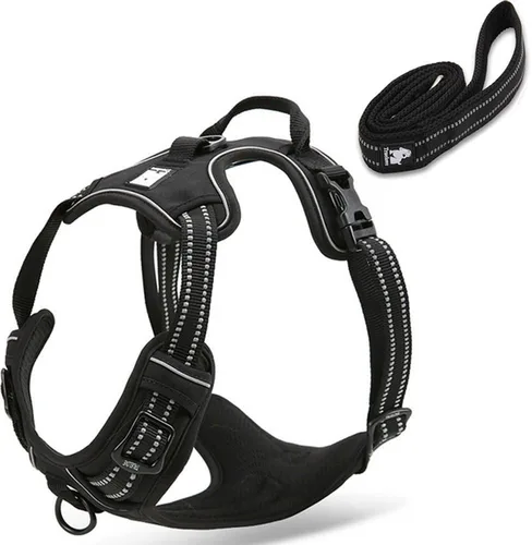 Vista 11 de OLizee® Arnés sin tirones para perro, aventura al aire libre, marcas reflectantes, chaleco para mascotas con asa, arnés protector ajustable