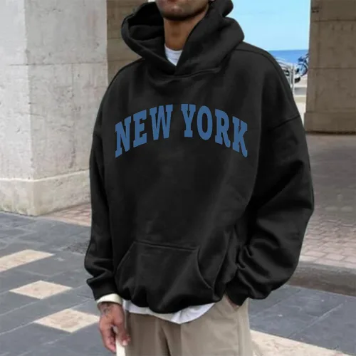 Vista 4 de EELHOE Mens Cropped Hoodie Long Sleeve Cotton Midweight Jersey with Hood Print Graphic Stretch Stylish Pullover